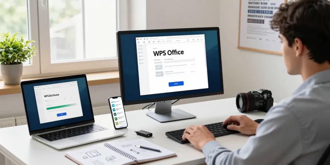 Engaging WPS Download scene showcasing a tech-savvy user in a modern workspace.
