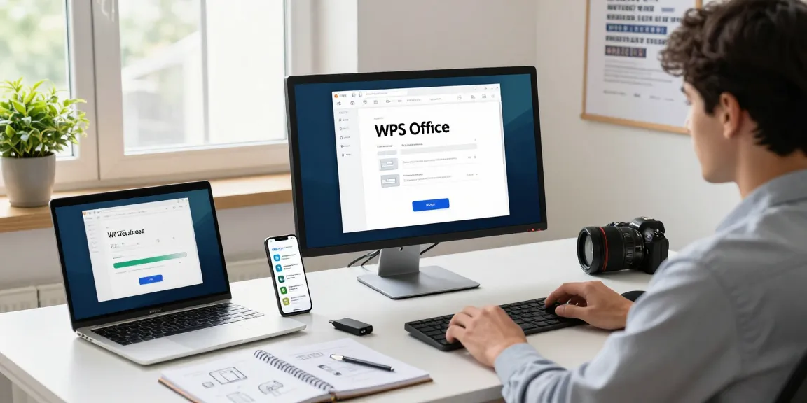 Engaging WPS Download scene showcasing a tech-savvy user in a modern workspace.