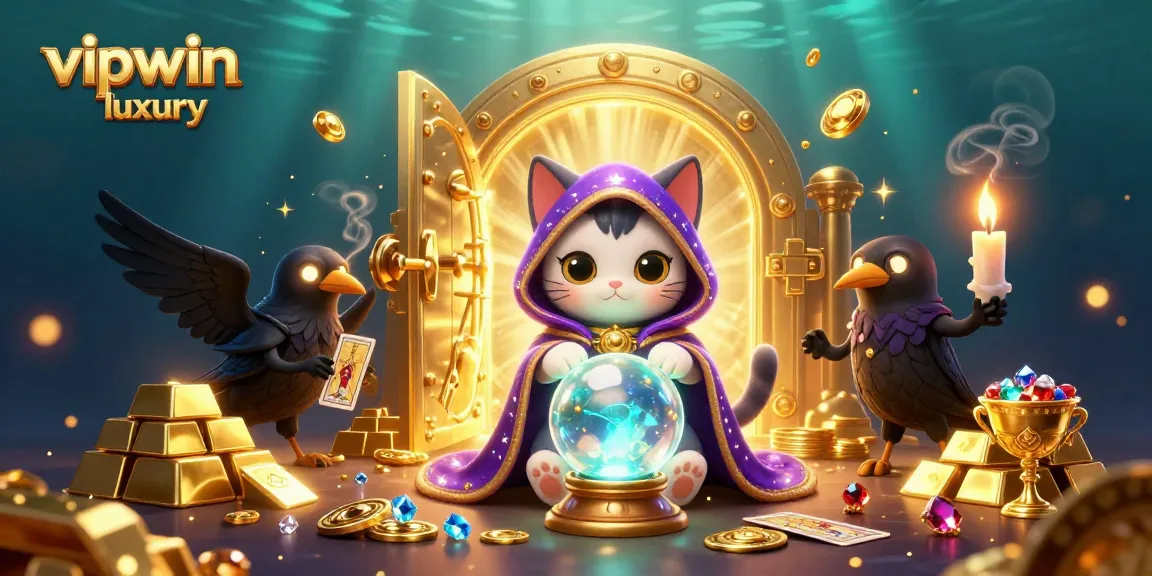 Experience exciting wins at vipwin luxury with a vibrant, detailed casino scene featuring rare treasures and enchanting characters.